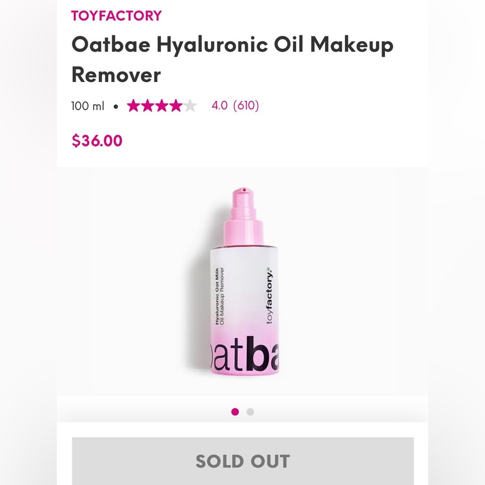 Toyfactory Oatbae Oil Makeup Remover